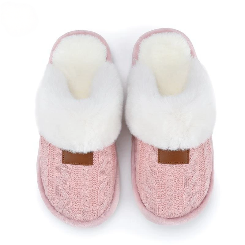 Women's Cable Knit Fuzzy Mule Slippers