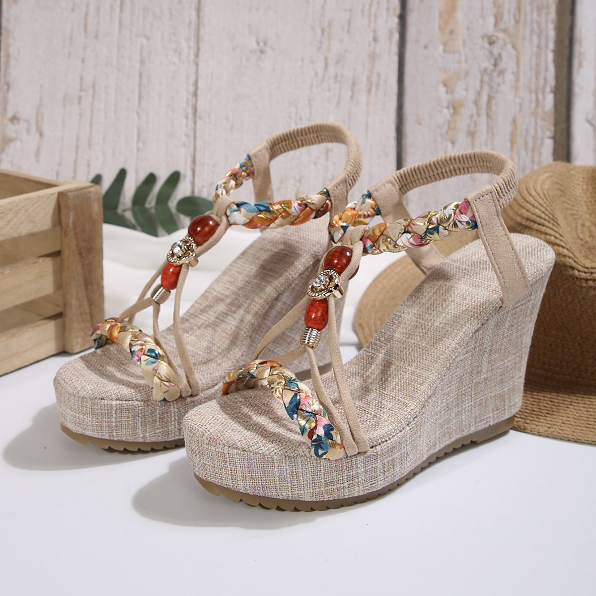 Women's Fashion Casual Wedge Heeled Sandals with a Bohemian Style