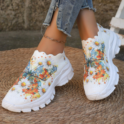 Women's Stylish and Breathable Printing Low-Top Slip-On Sneakers