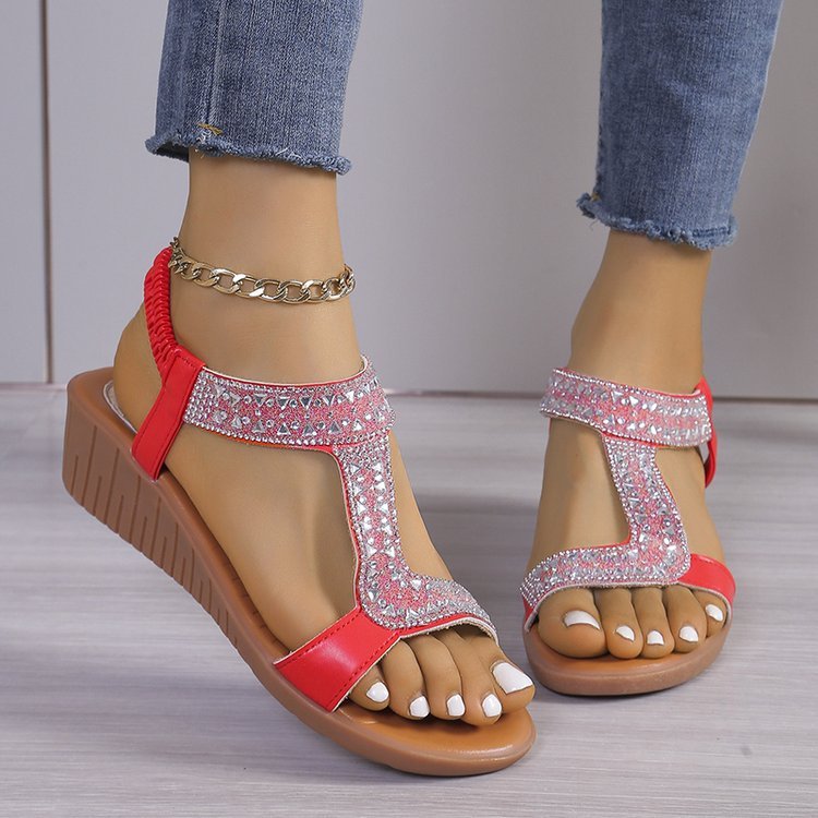 Women's Bohemian Rhinestone Comfortable Wedge Sandals
