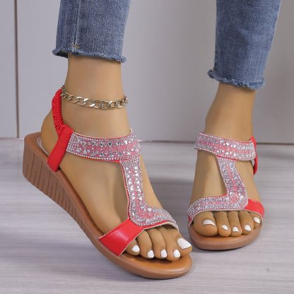 Women's Bohemian Rhinestone Comfortable Wedge Sandals
