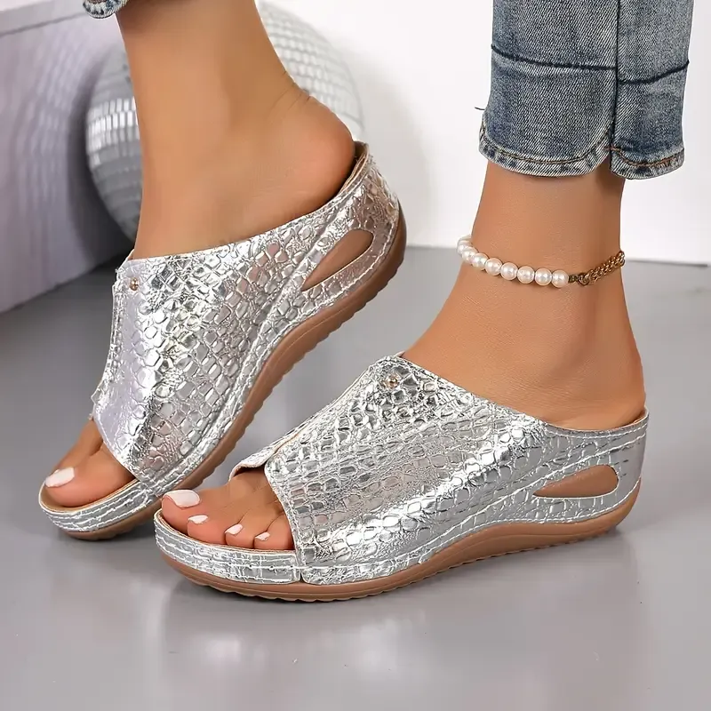Women's Shiny Soft and Comfortable Slip-on Sandals Slippers