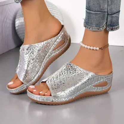 Women's Shiny Soft and Comfortable Slip-on Sandals Slippers