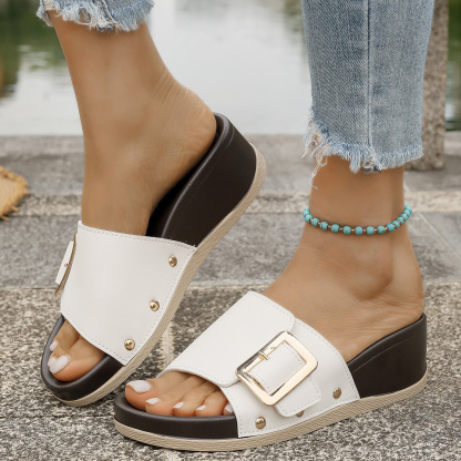 Women's Fashion Leopard Print Thick-soled Wedge Sandals