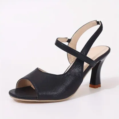 Women's Elegant Adjustable Straps Peep-Toe High Heel Sandals with Glittery Detail