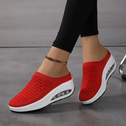 Women's Breathable & Comfortable Mule Sneakers Slip On Platform Shoes