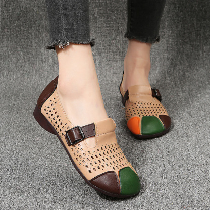 Women's Retro Elegant Comfortable  Hollow-Out Flat Shoes Slip-on Shoes