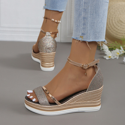 Women's Fashion Rhinestone Platform Wedge Sandals