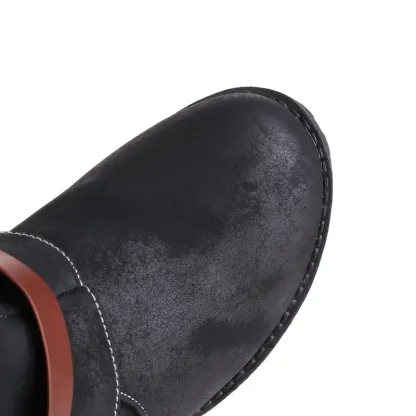 Women's Vintage Leather Zipper High Snow Boots