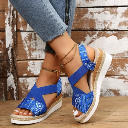 Women's Classic Crisscross Elastic Wedge Sandals