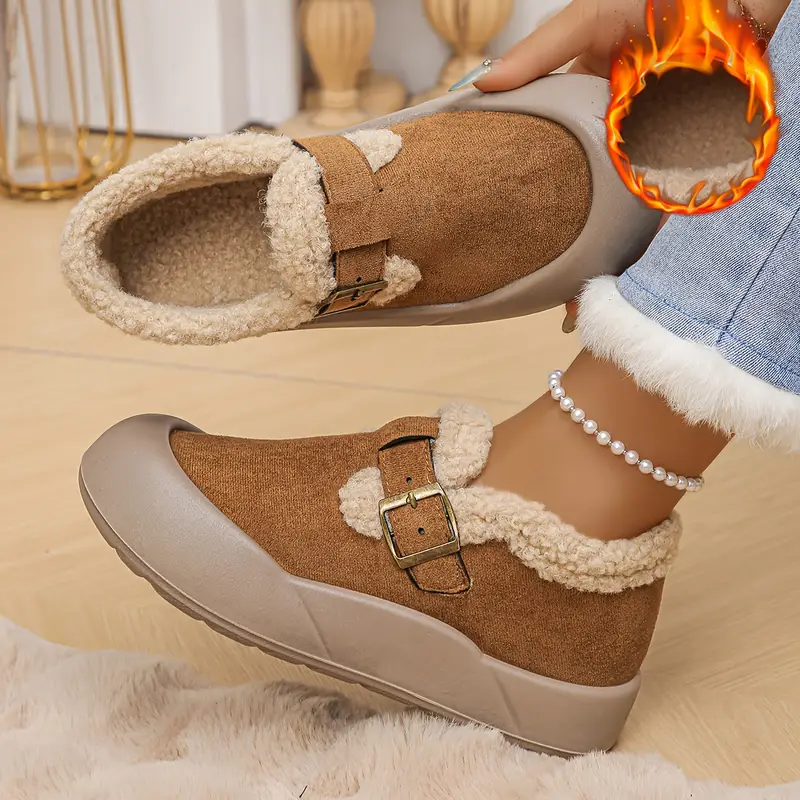 Women's Fleece-Lined Interior Non-Slip Indoor/Outdoor Slip-On Shoes Winter Boots