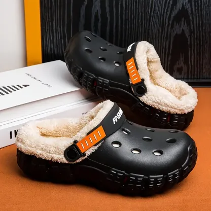 Men and Women Winter Removable Fleece-Lined Non-Slip Slip-On Slippers for Snow & Cold Weather