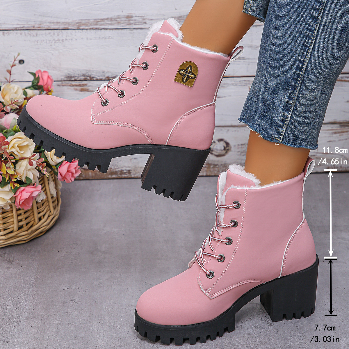 Women's Elegant & Stylish & Warm thick heel Ankle Boots