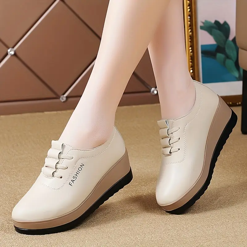 Women's Lightweight & Versatile Wedge Heel Leather Shoes