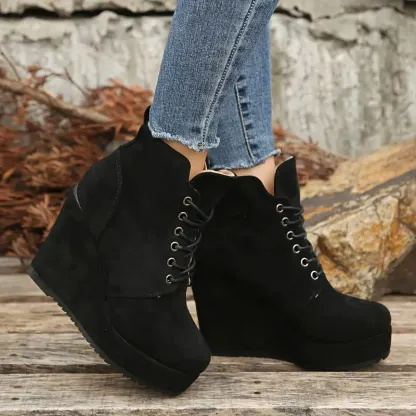 Women's Thermal Lined Plush Platform Wedge Shoes Boots