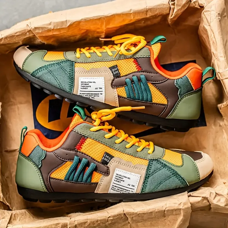 Men's Stylish Contrasting Designs Breathable Comfortable Non-Slip Sneakers