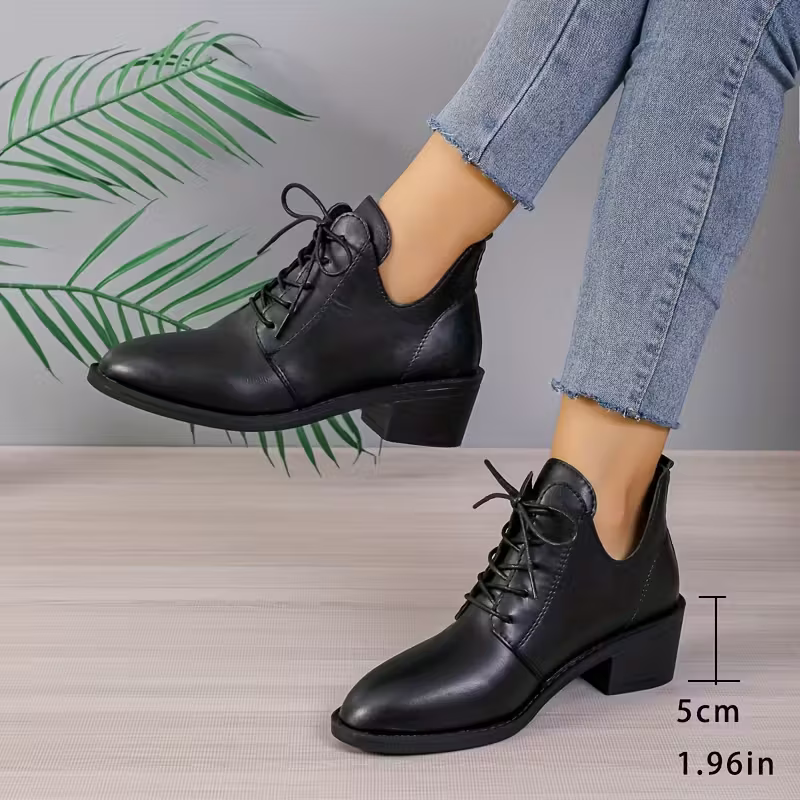 Women's Fashion Versatile British Style Leather Ankle Boots