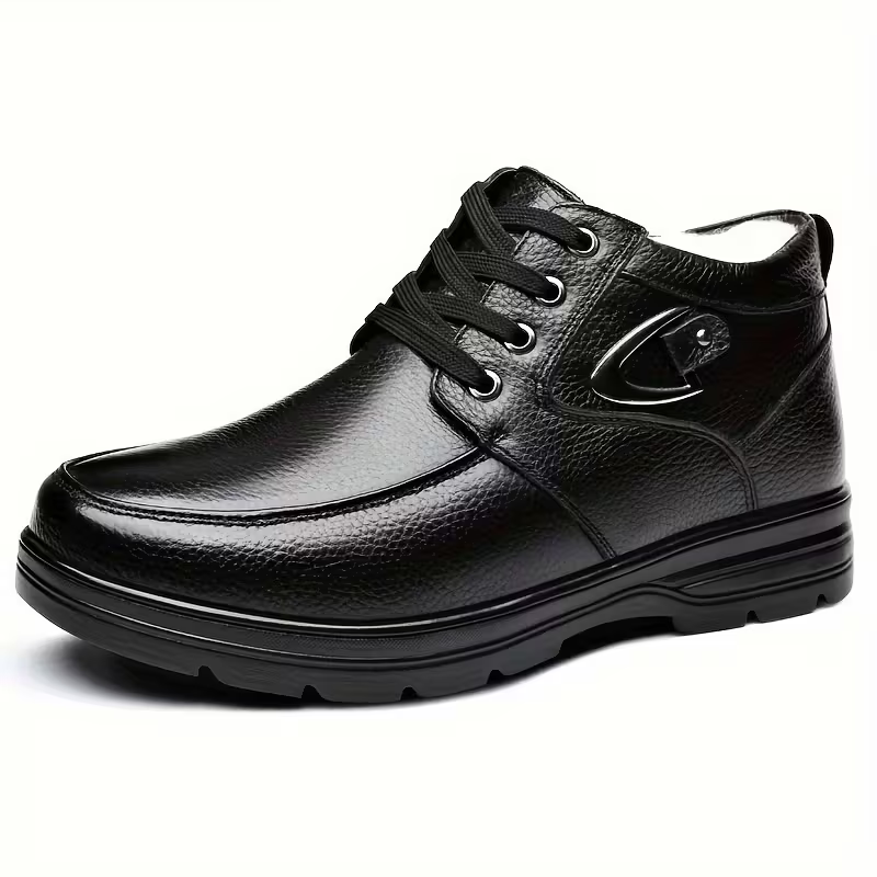 Men's Plus Velvet Warm Genuine Leathe Wear-resistant Anti-slip Winter Shoes