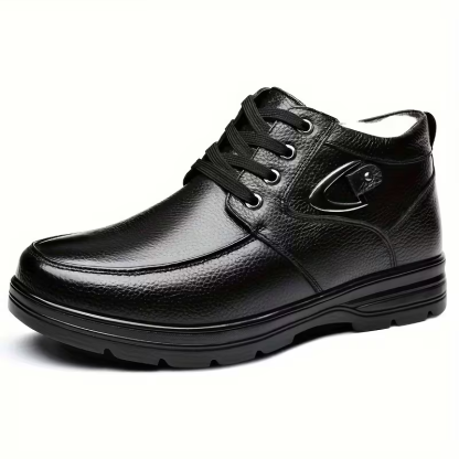 Men's Plus Velvet Warm Genuine Leathe Wear-resistant Anti-slip Winter Shoes