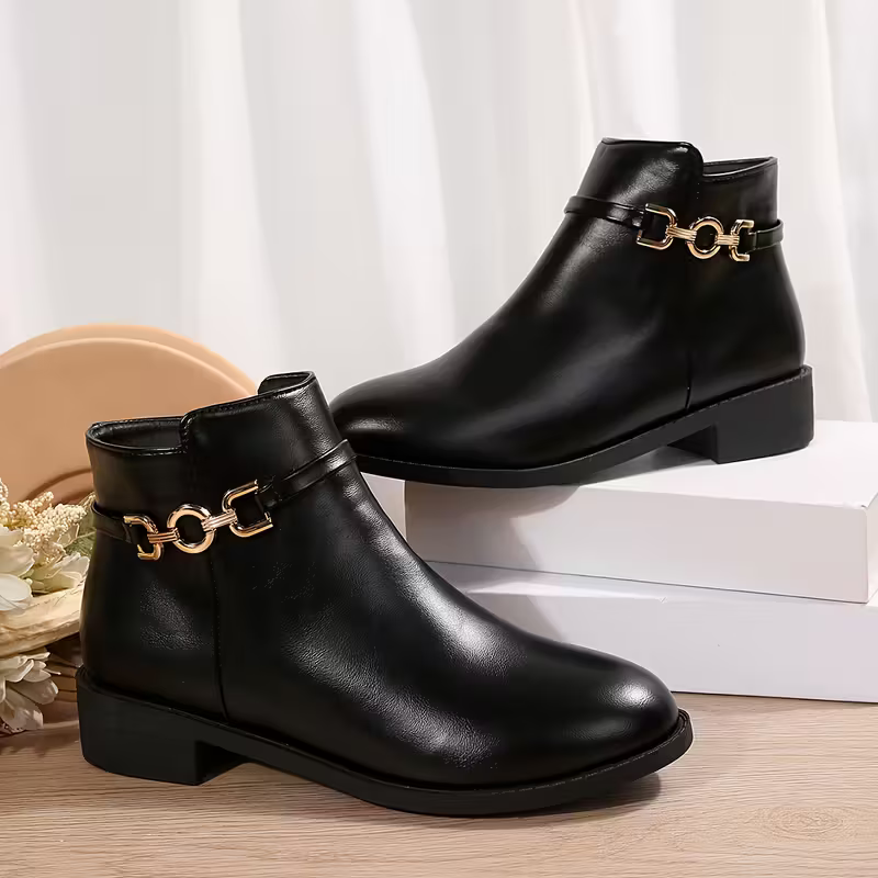 Women's Stylish & Versatile New Metal Buckle Ankle Boots