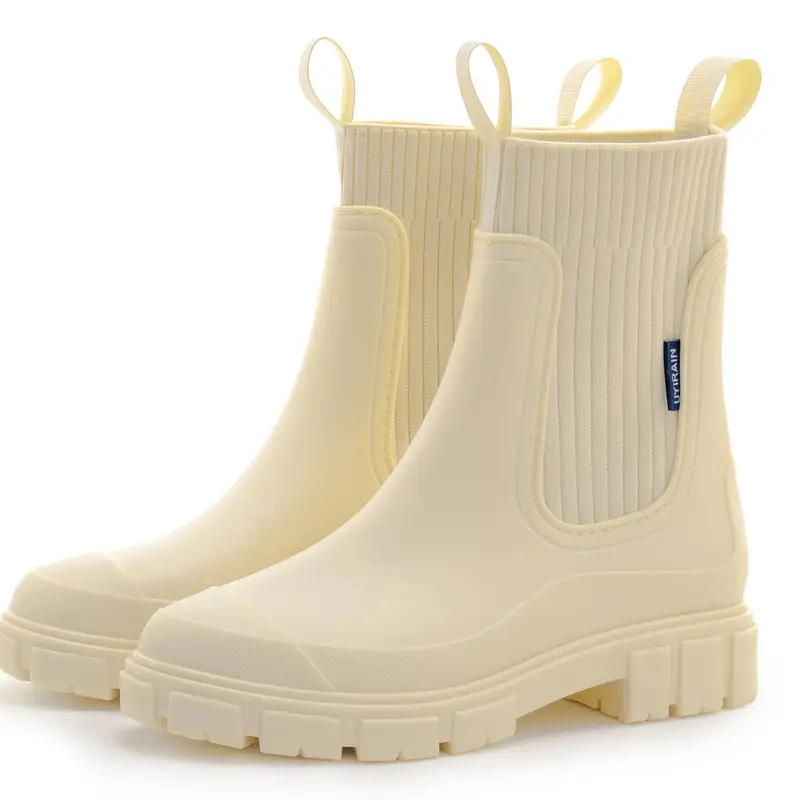 Women's Comfortable and Slip-Resistant Chelsea Rain Boots Versatile Outdoor Footwear