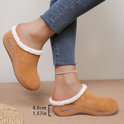 Women's Warm Lined Slip-On Shoes Thick Platform Slippers for Cold Weather