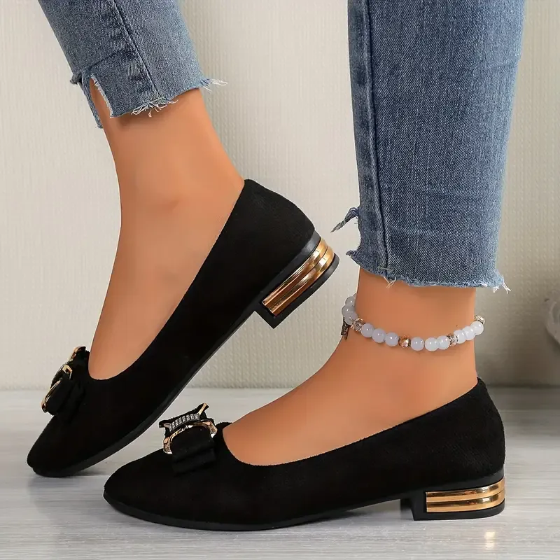 Women's Bow-Accented Lightweight & Versatile Elastic Fit Slip-On Loafers