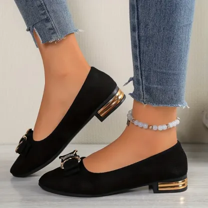 Women's Bow-Accented Lightweight & Versatile Elastic Fit Slip-On Loafers