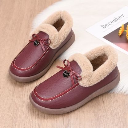 Women's Warm & Waterproof Leather Slip-on Shoes for Winter