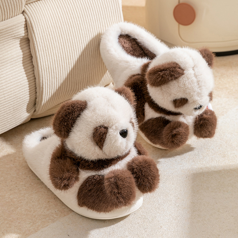 Women's Cute Plush Panda Slippers Winter Indoor House Shoes