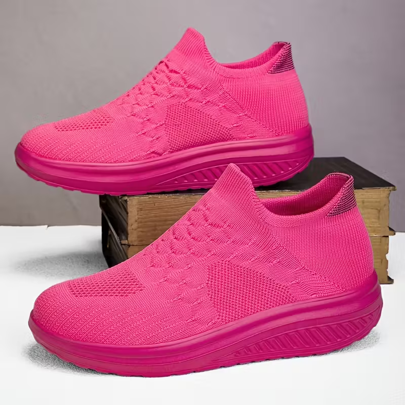 Women's Breathable & Lightweight Knit Non-Slip Slip-On Sneakers Walking Shoes