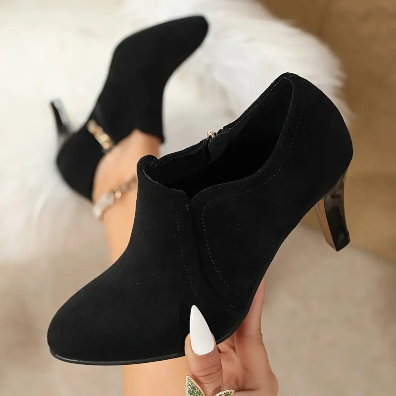 Women's Fashion and Sexy Side Zipper High-heeled Shoes