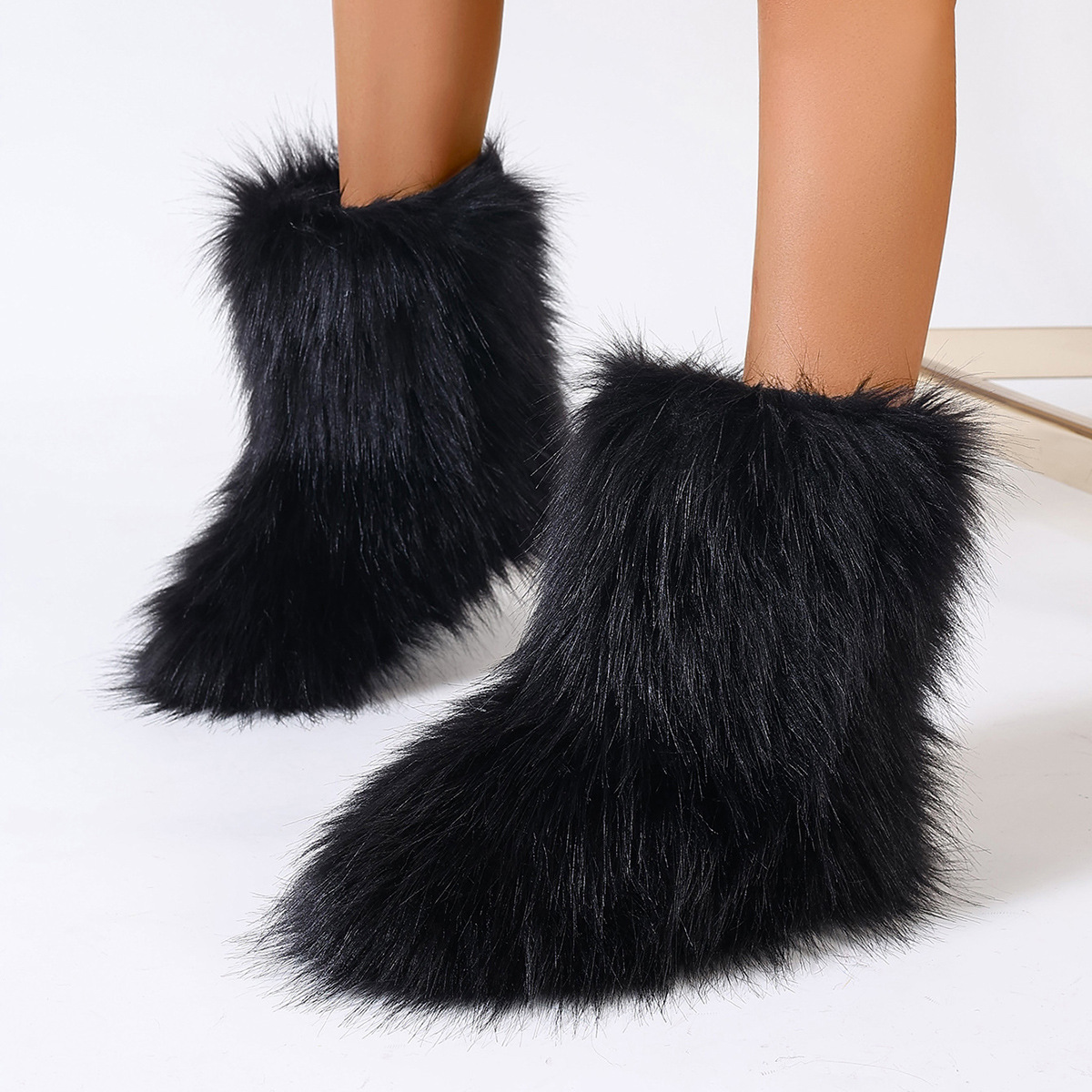Women's Trendy Snow Boots, Fashion Faux Fur Mid Calf Boots, Women's Comfortable Boots