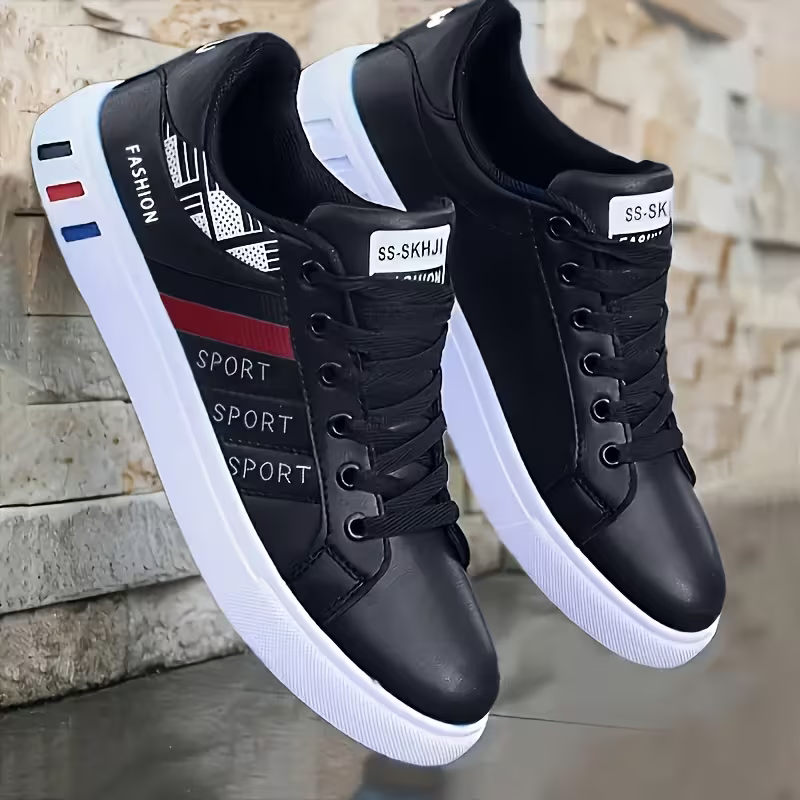 Men's Classice Navy Accent Lace-Up Slip-Resistant Low-Top Sneakers