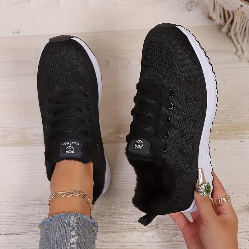 Women's Stylish & Comfortable Plus-Size Plush Warm Sports Shoes Sneakers for Running, Fitness, Commuting, Daily Shopping