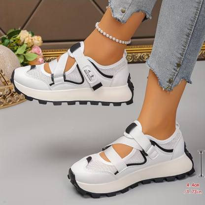 Women's Breathable Mesh Adjustable Hook-and-Loop Straps Slip-On Sneakers