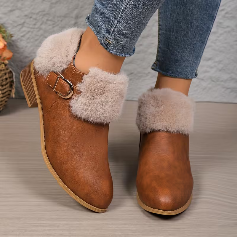 Women's Fashion & Warm Chelsea Block Heel Slip-On Boots