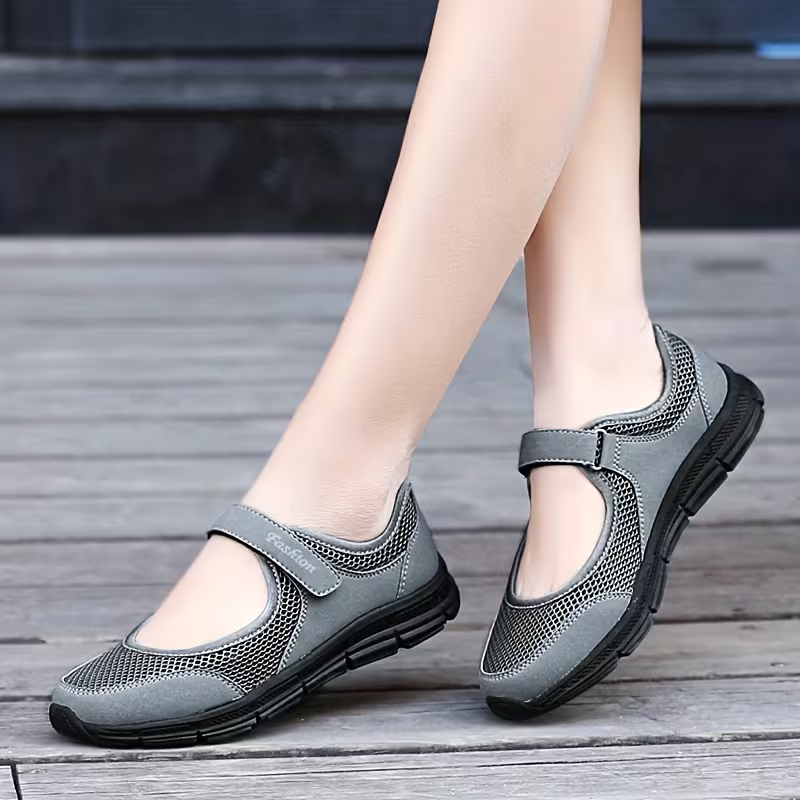 Women's Breathable Mesh Hook And Loop Walking Shoes Orthopedic Sneakers