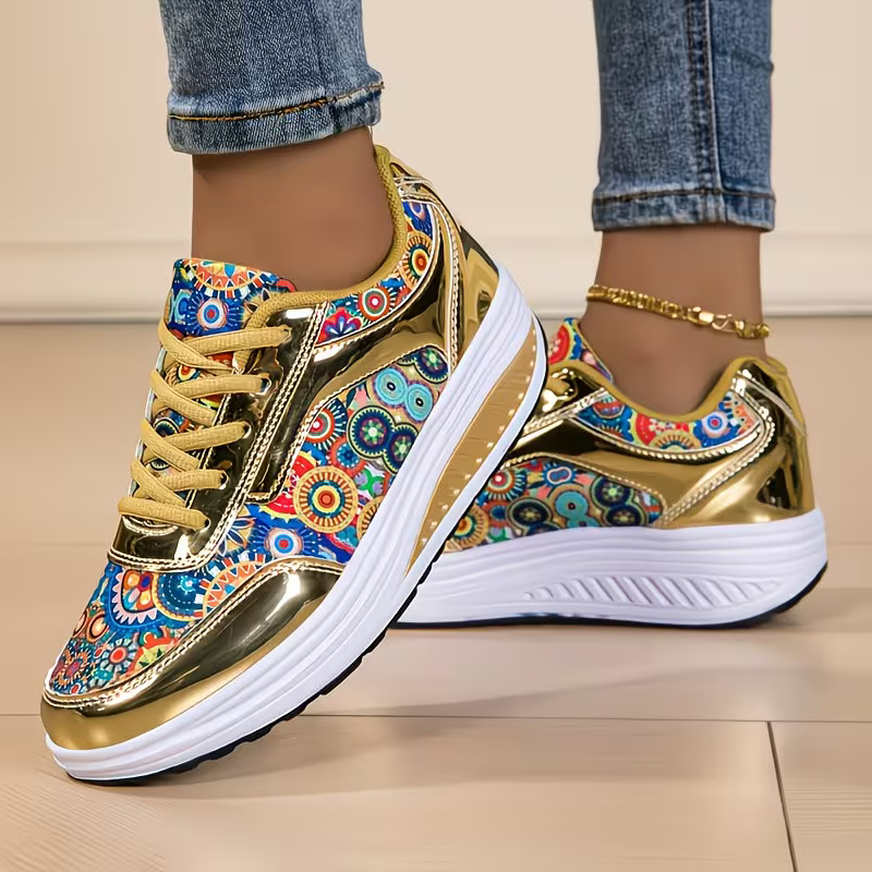 Women's Fashion Bohemian Style Shock-Absorbing Thick-Soled Outdoor Sports Shoes Sneakers