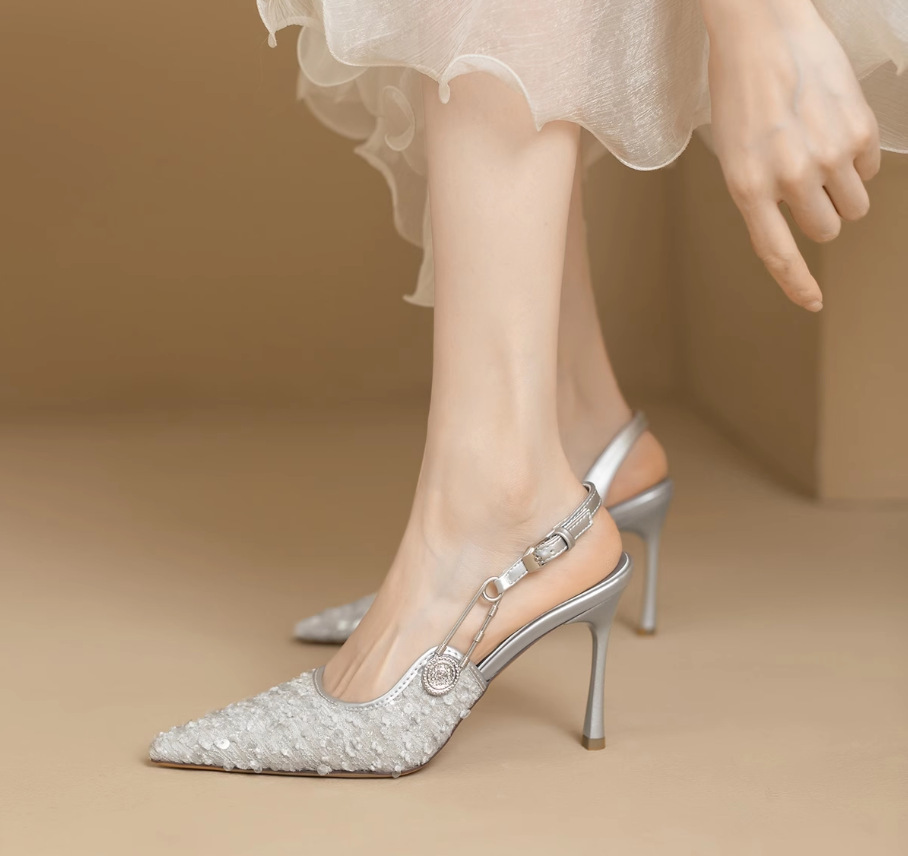 Women's Sexy Sequined Pink Stiletto Sandals Elegant & Fashion Party Sandals