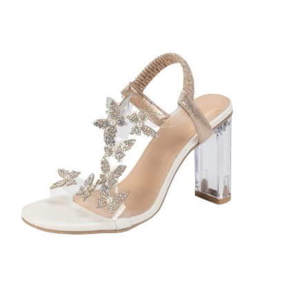 Women's Sexy Rhinestone Butterfly Crystal Heel Sandals