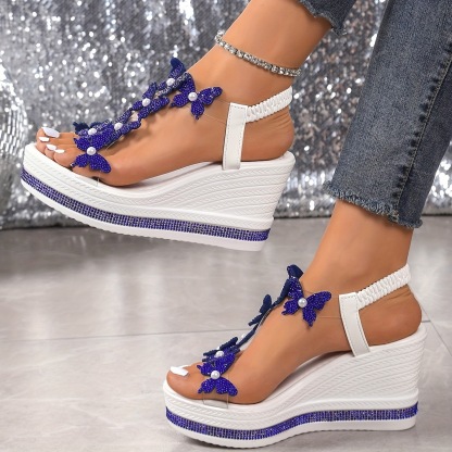 New Butterfly Decorations Elegant Wedge Sandals for Women