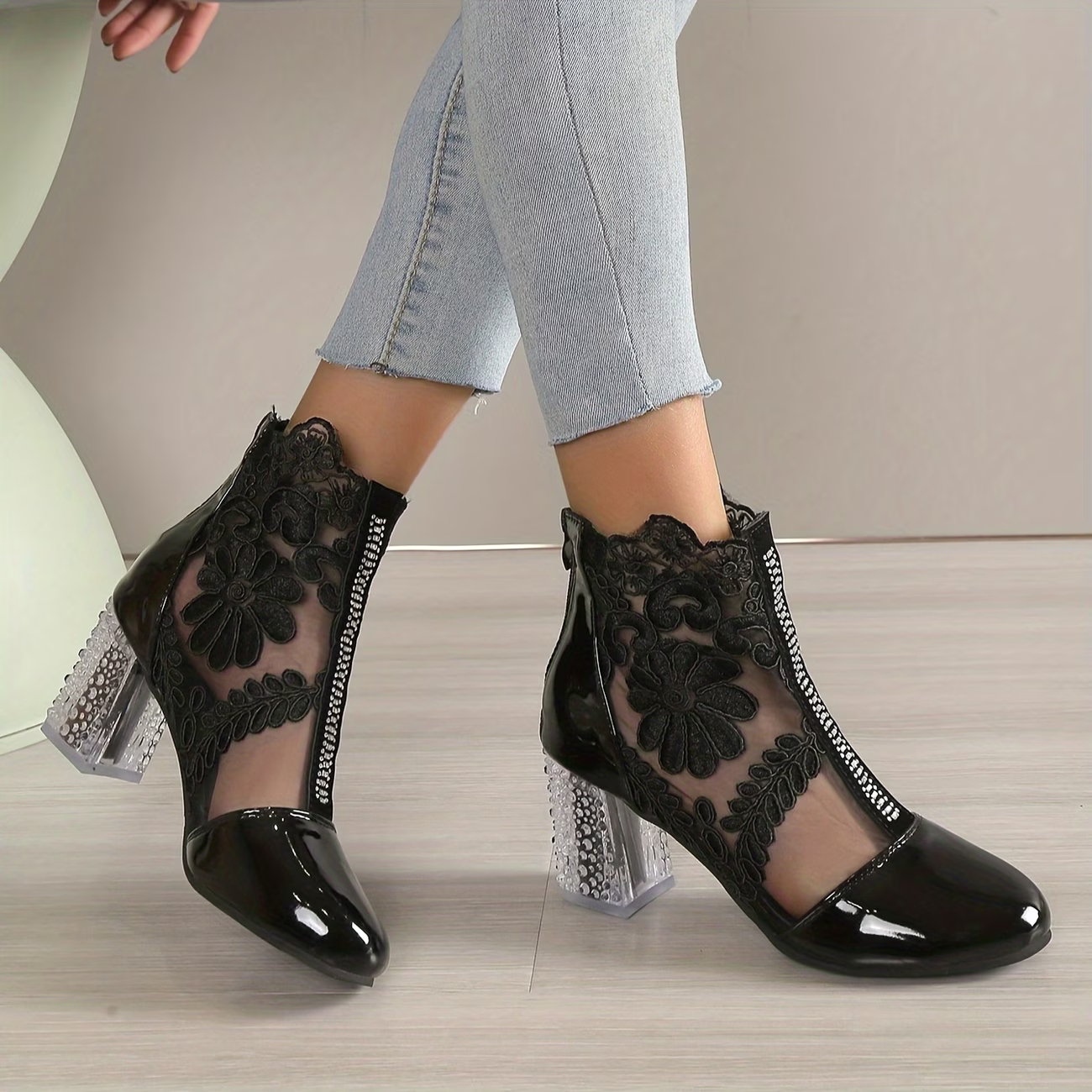 Women's Elegant Mesh Boots Classy Lady Shoes