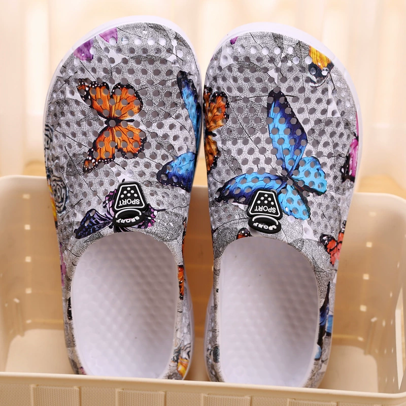 Women's Lightweight & Breathable Butterfly Print Hollow Out Clogs Sandals for Beach, Garden & Casual Wear