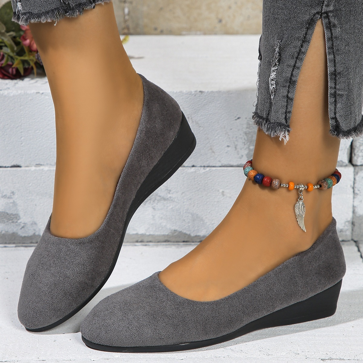 Women's Comfortable Slip‑On Wedge Shoes 