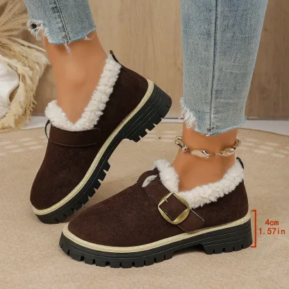 Women's Fleece Lined Anti‑Slip Chunky Winter Shoes Outdoor Shoes