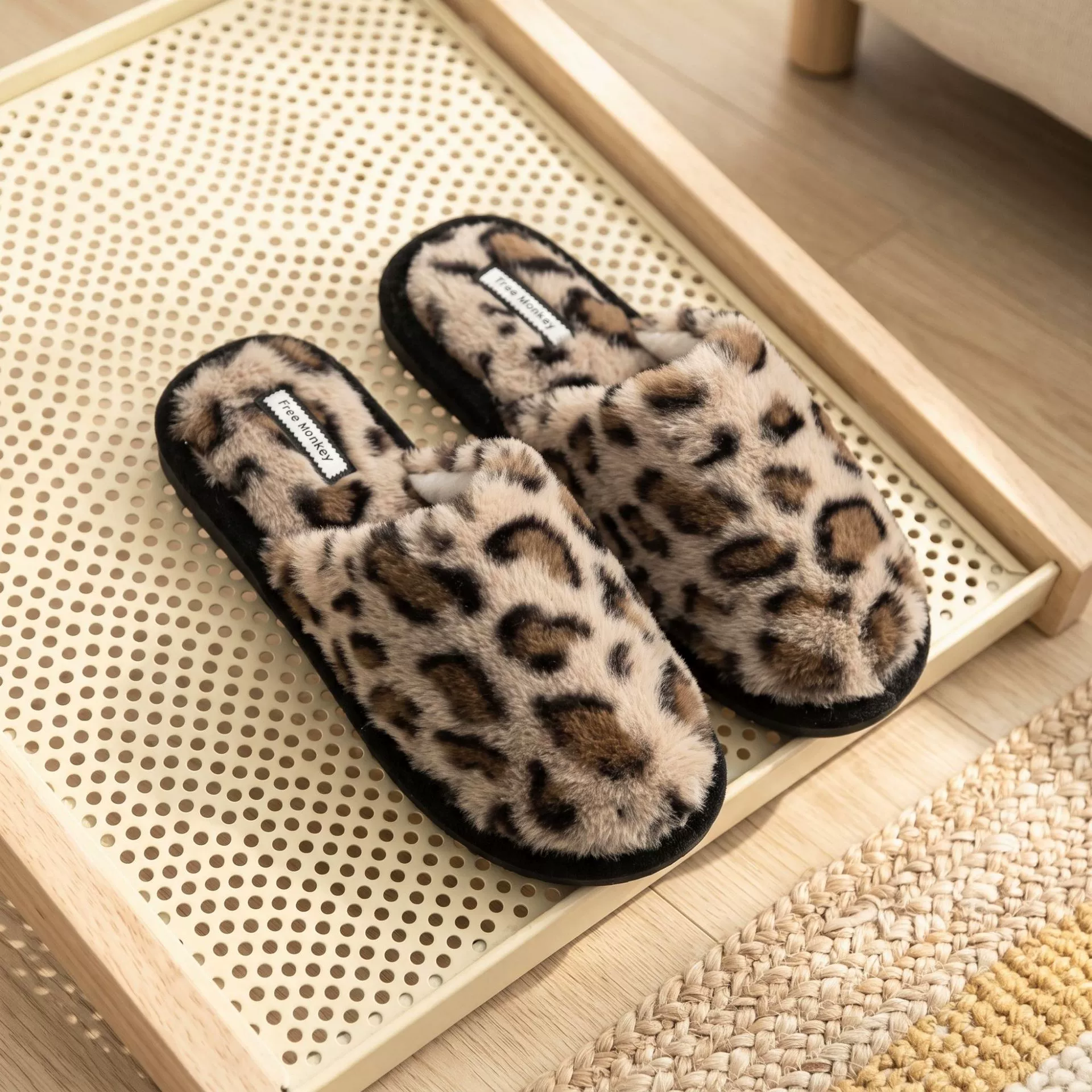 Women’s Leopard Print Fuzzy Mule Slippers
