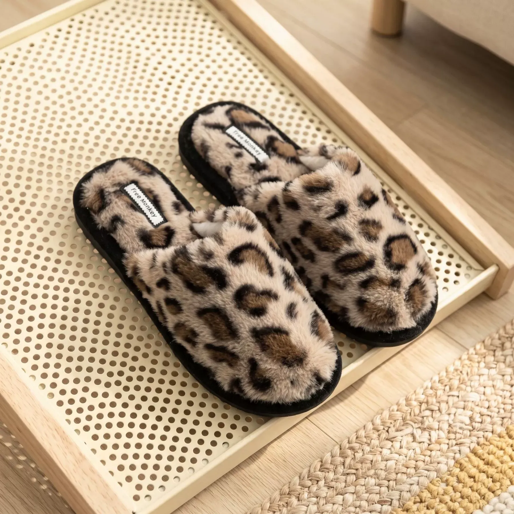 Women’s Leopard Print Fuzzy Mule Slippers