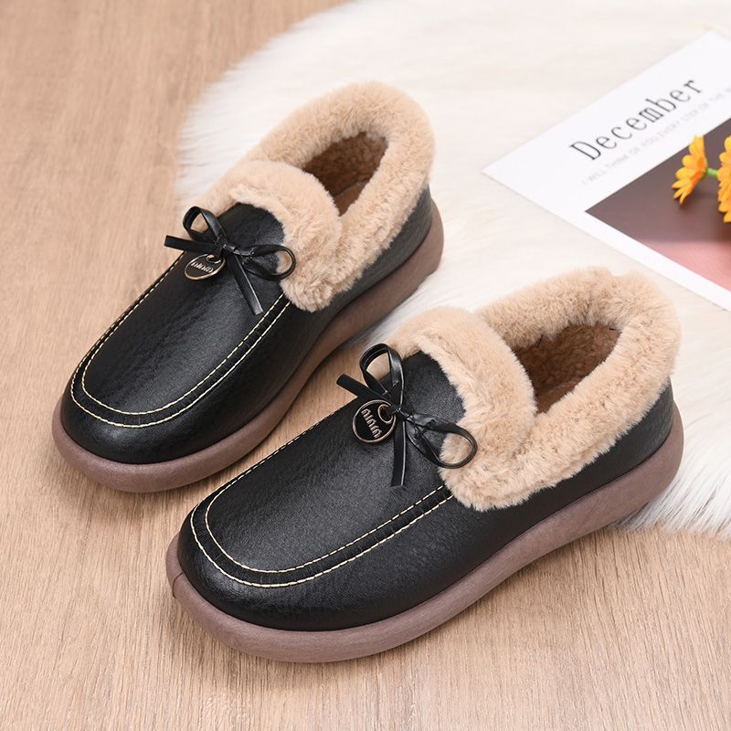 Women's Warm & Waterproof Leather Slip-on Shoes for Winter
