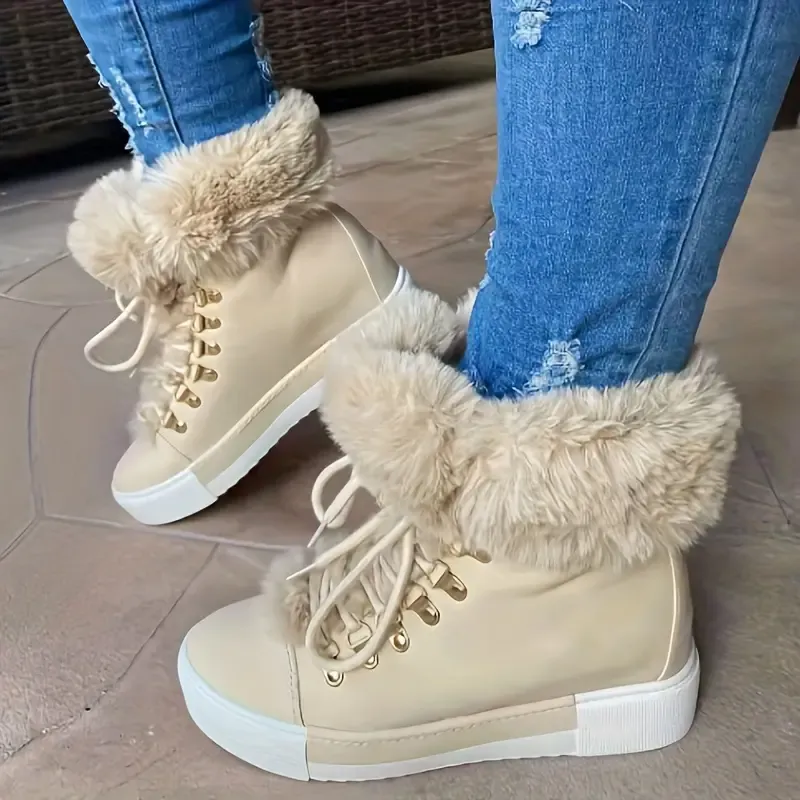 [Copy]Women's Fashion Plush Lined Leopard Print Short Boots Winter Shoes